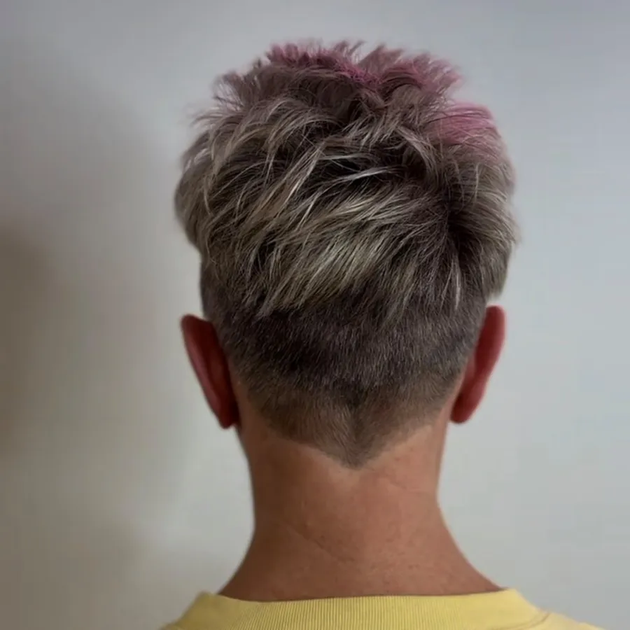 Short textured crop with pink-tinted highlights